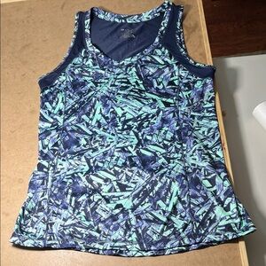 Tek Gear athletic tank top, size M. Navy and aqua design. Very good condition.